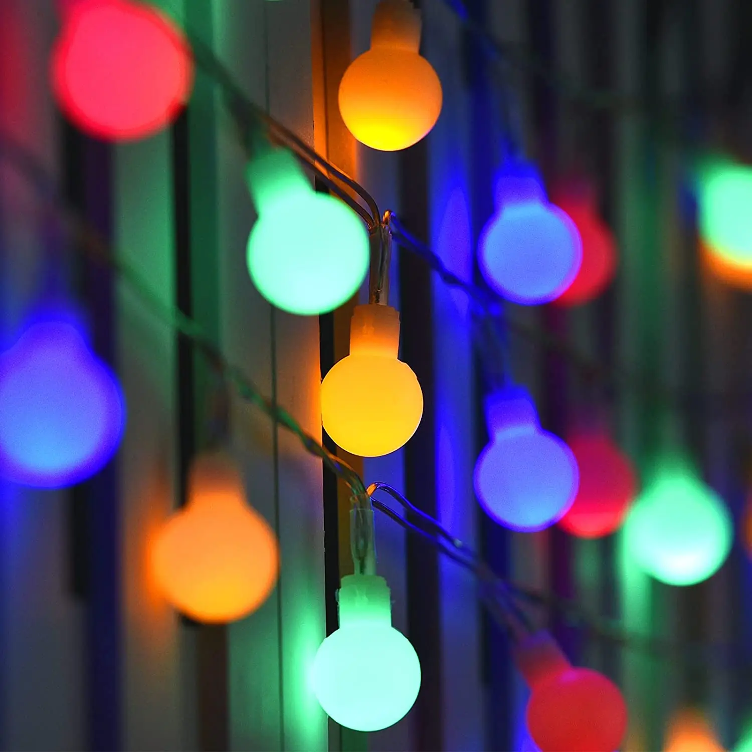 Guirnalda de luces LED con bola de alimentación por USB/batería de 12M, guirnalda de luces para exteriores, guirnaldas de luces para jardín, decoración navideña para bodas: Azul / 80 W