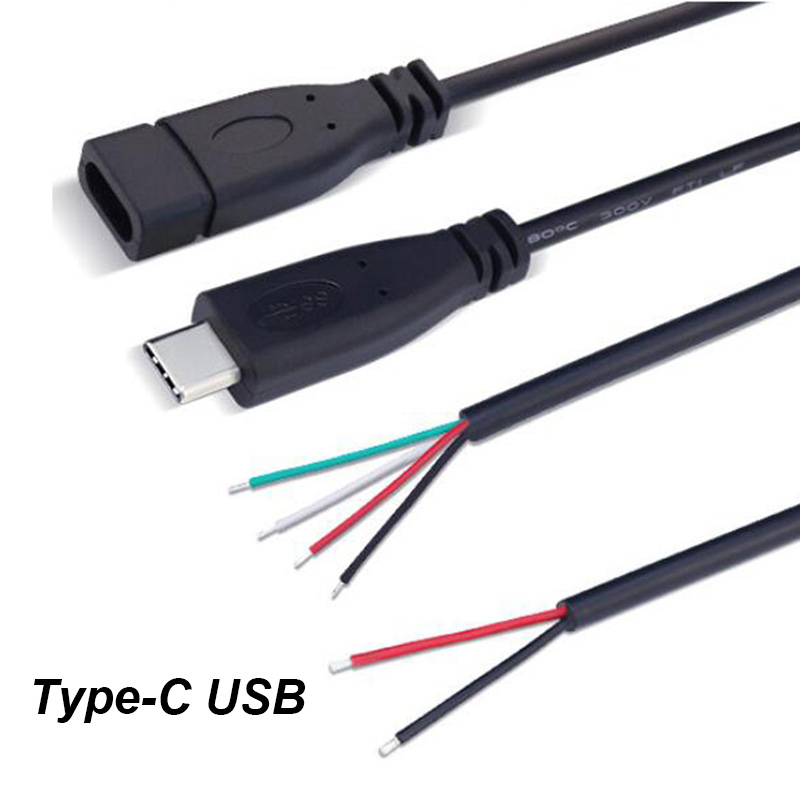 Micro USB hembra Jack 4 pines 2 pines macho hembra fuente de alimentación línea de datos Cable de carga conector de cable de extensión Q1