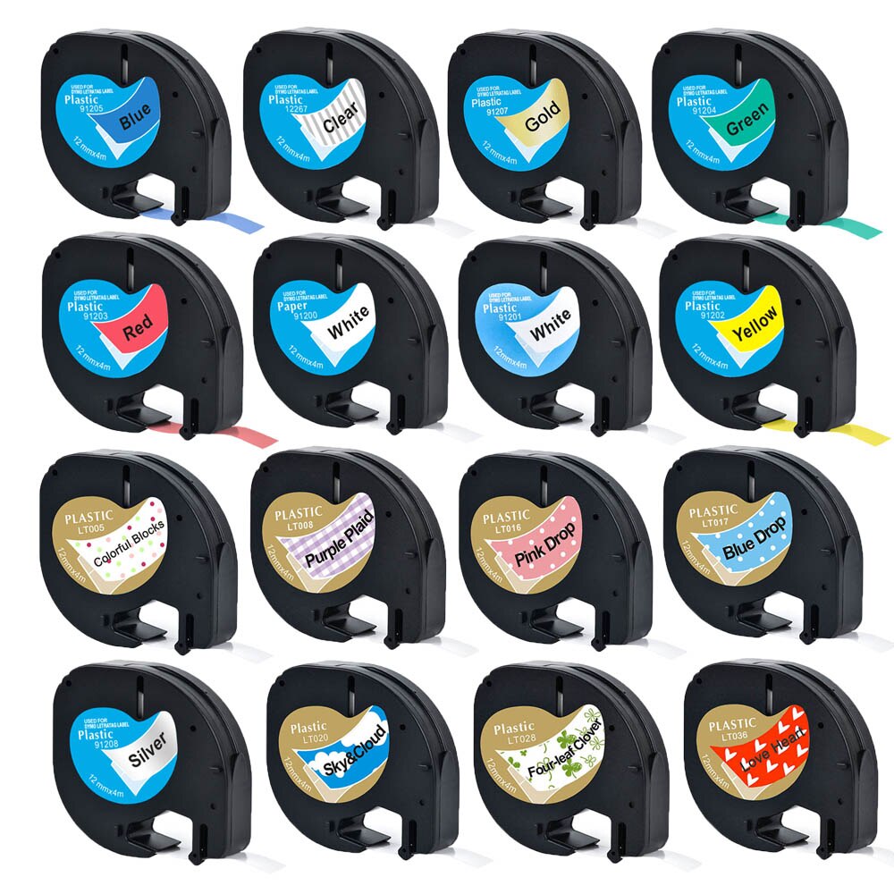 6Packs 91201 Etiketten Compatibel Voor Dymo Letratag Label Marker Plastic/Papier Refill Tapes 91200 Voor Dymo LT100H LT100T printer