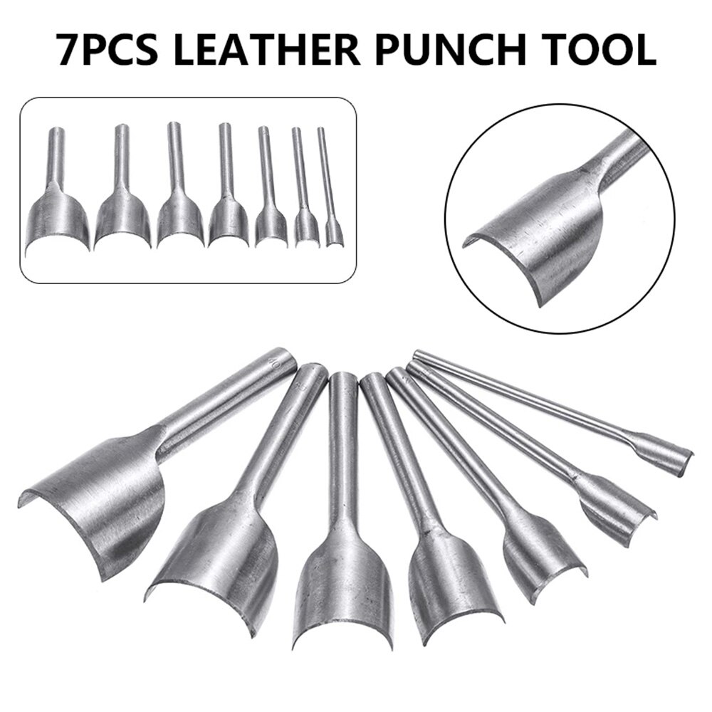 7pcs 10-40mm Leather Punch Half-round Cutting Tool Belt Edge Shape Cutter Kits Leather Corner Cutter Belt Hollow Puncher