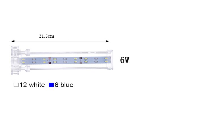 Luz de cristal para acuario, lámpara de luz con Clip para pecera, luces LED para plantas, iluminación para acuario de 14,5-42,5 cm, enchufe europeo: 6w