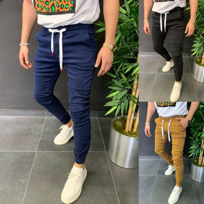 hombres Casual pantalones largos deportivos entrenamiento de gimnasia ejercicio pantalones estrechos de hombre para Joggers pantalones largos pantalones de hombre Fitness pantalones de chándal