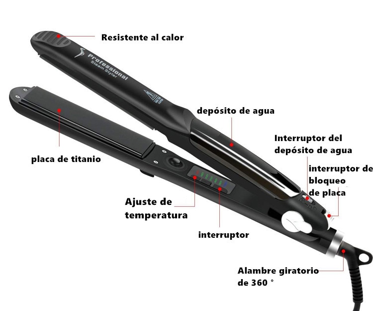 Herramienta profesional de moldeo para el cuidado del cabello de la plancha de vapor de peluqueria plana pintura en aerosol 450F