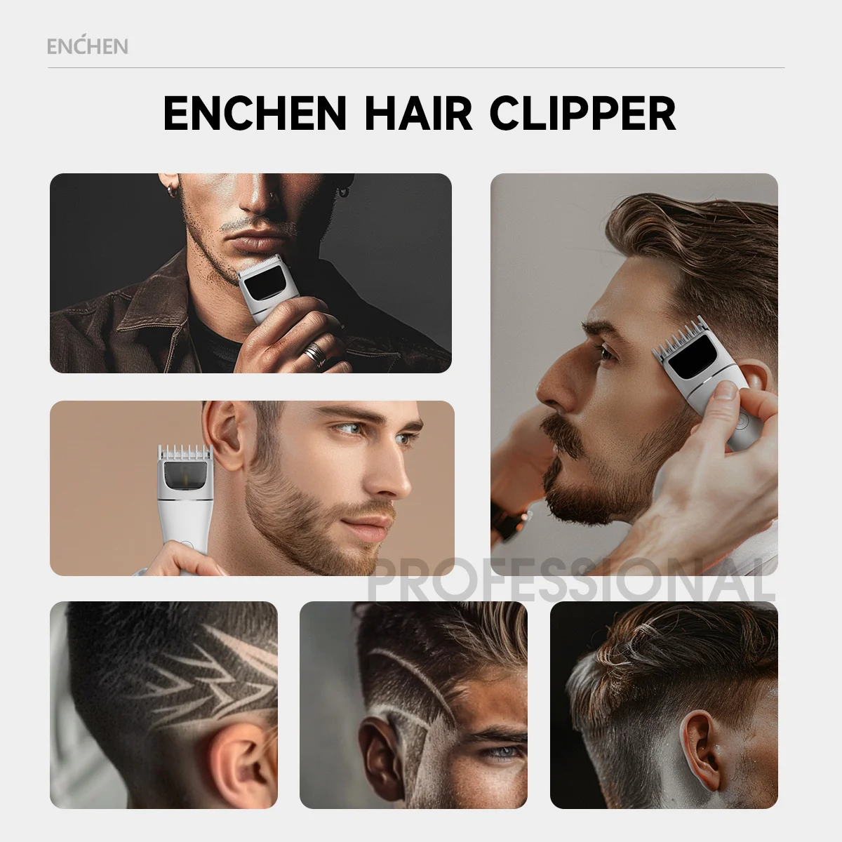 ENCHEN Tondeuse À Cheveux Machine De Coupe De Cheveux Tondeuse À Cheveux Professionnelle Rasoir À Barbe Tondeuse À Corps Réglable Sans Fil Pour Hommes Voyage Lock Barber - Boost 2