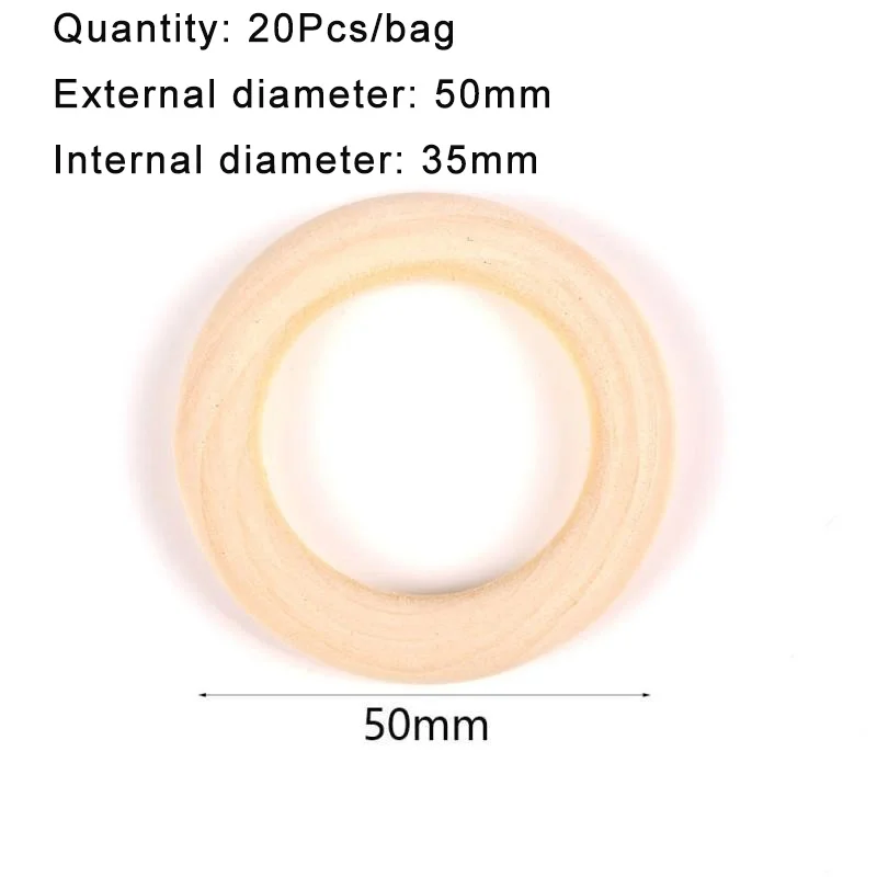15-100mm feine naturholzringe, hölzerner beißRing für babys, kreis, diy-schmuckherstellung aus holz, ringspielzeug, anhänger, bastelaccessoires: 45mm 20 stück