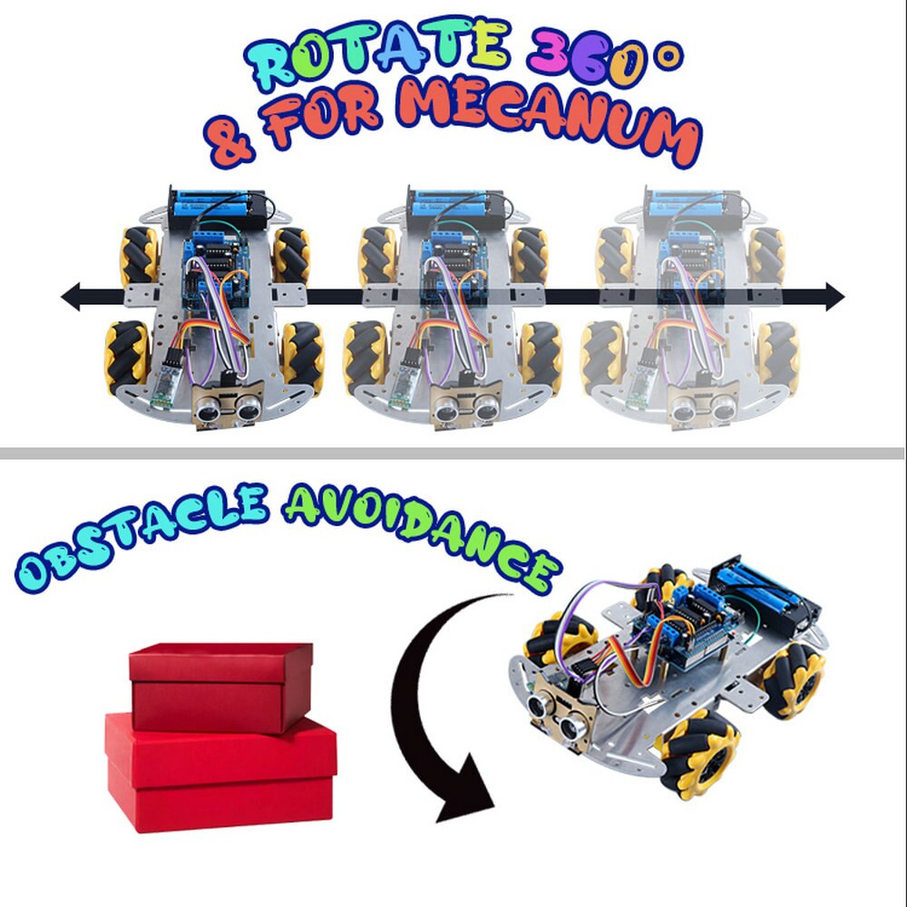 4WD DIY Smart Robot Car With Bluetooth,Ultrasonic module For Arduino Education Programming for CH340 Uno R3 with Tutorials