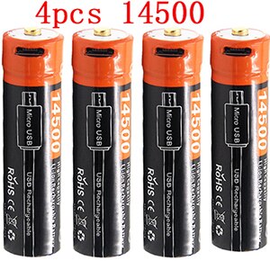 ICR14500-pilas de iones de litio recargables, linterna led, batería superior plana, 14500, 750mAh, 3,7 v: 4 PCS