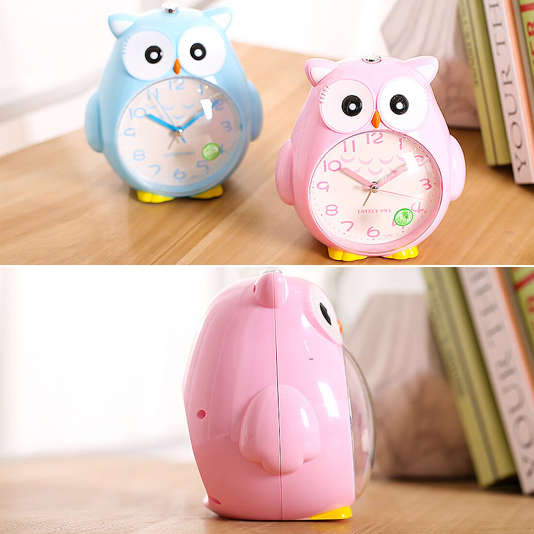 Cute Owl Table Alarm Clock For Student Lovely Cartoon Quartz Movement Beside Children Home Decoration Clock