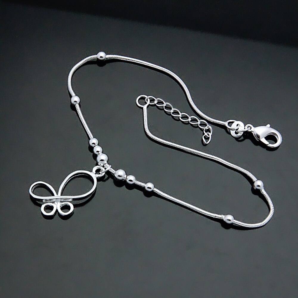 Zomer Vrouwen Sieraden 925 Sterling Zilveren Enkelbandje Leuke Vlinder Hanger Solid Silver Enkelband Femal Populaire Bijoux