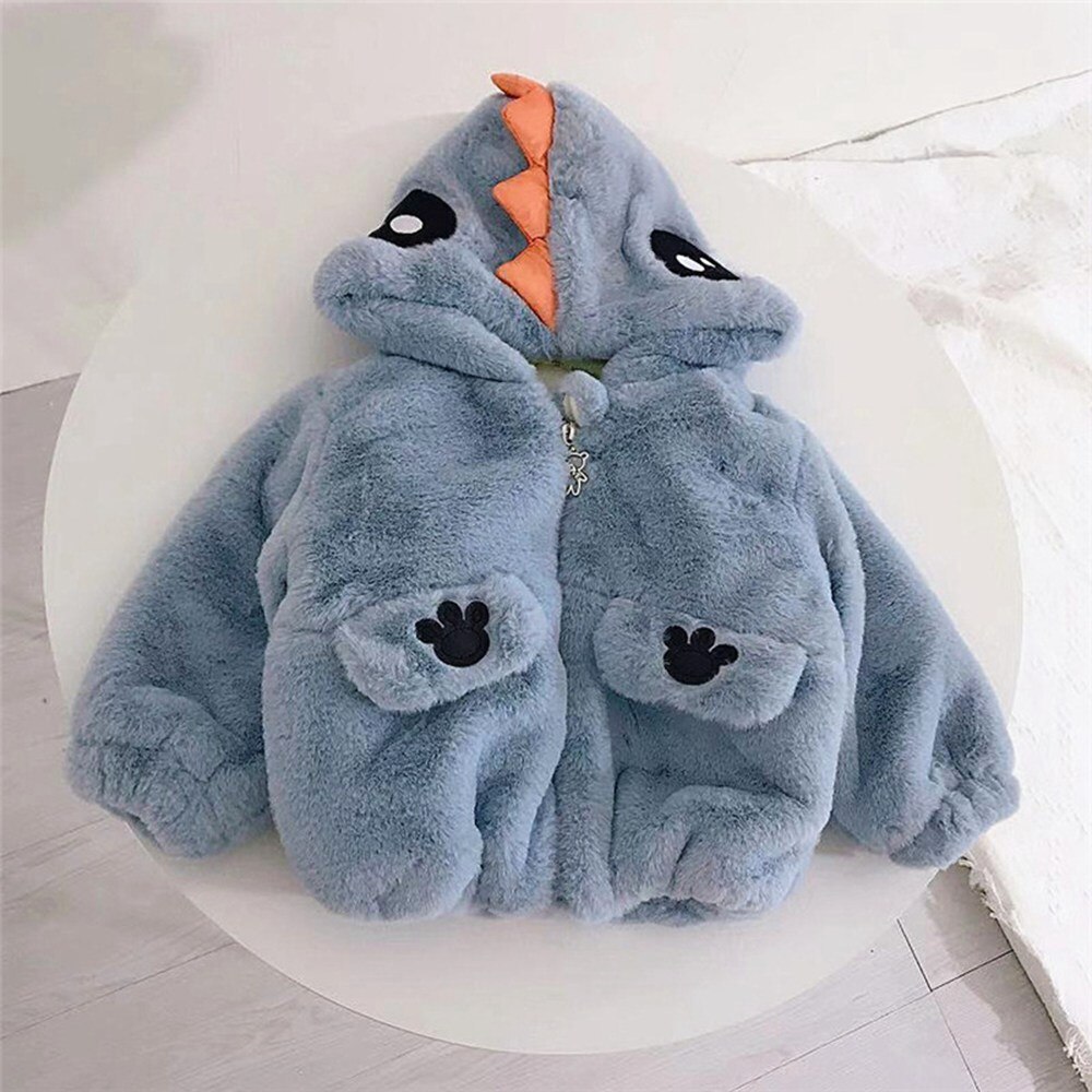 Casual Winter Baby Girls Boys Coat Kids Infants Velvet Hooded Outwear Children Cartoon Thicken Coats Casacos S11873