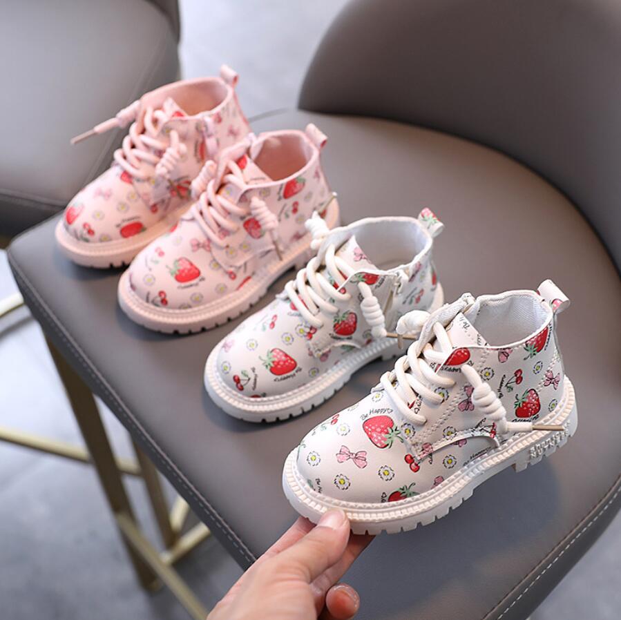 Meisjes martin laarzen herfst leren jongens korte laarzen enkel waterdicht kinderen schattige sneeuwlaarzen kinderschoenen