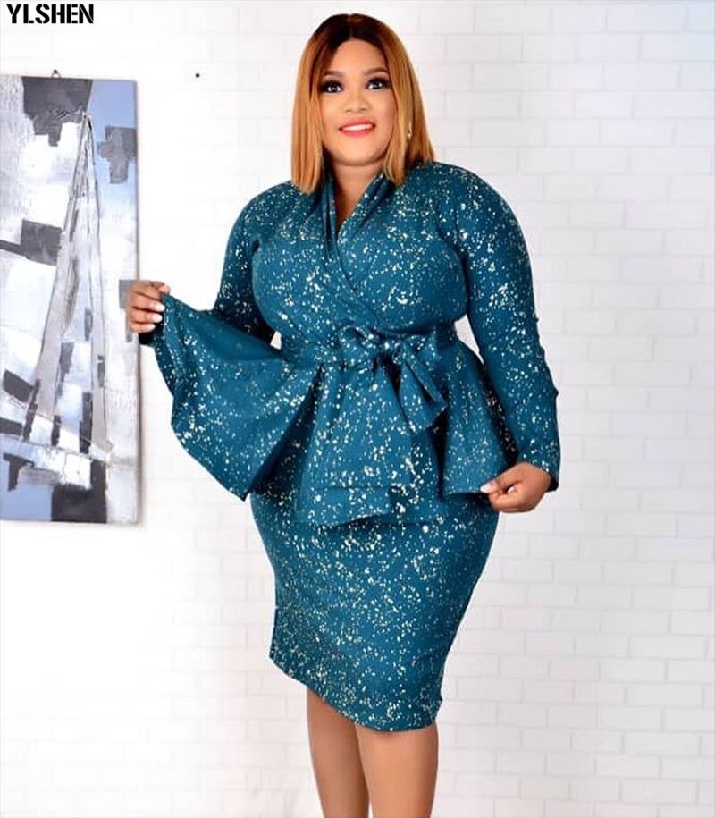 African Clothes Ankara Dress Dashiki Gold Stamping Top and Skirts Falbala Party African Dresses for Women Robe Africaine