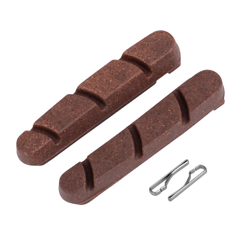 Deemount 1 Pair Carbon Rim Brake Pads Road Bike Caliper Braking Inserts for Carbon Wheel Low Ri Wear Low Noise All Weather Use: 1 Pair BRK013 Brown