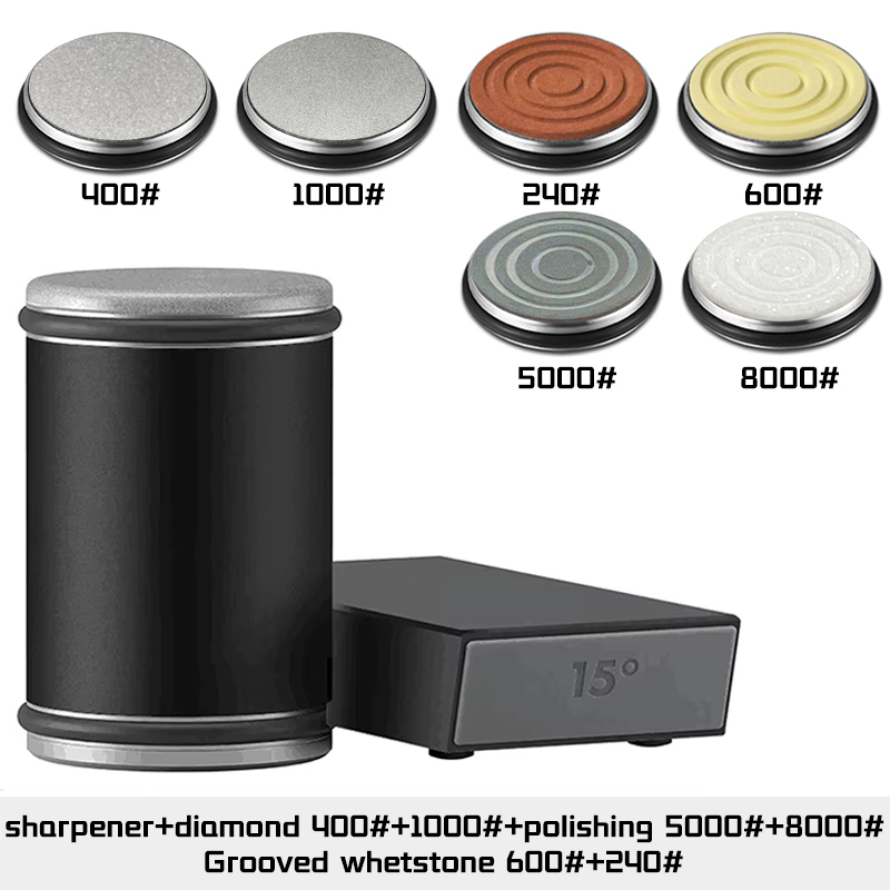 Affilacoltelli con rotolamento Portacoltelli magnetico kit pietra per affilare diamantata con accessorio da cucina con rullo angolare da 15 e 20 gradi