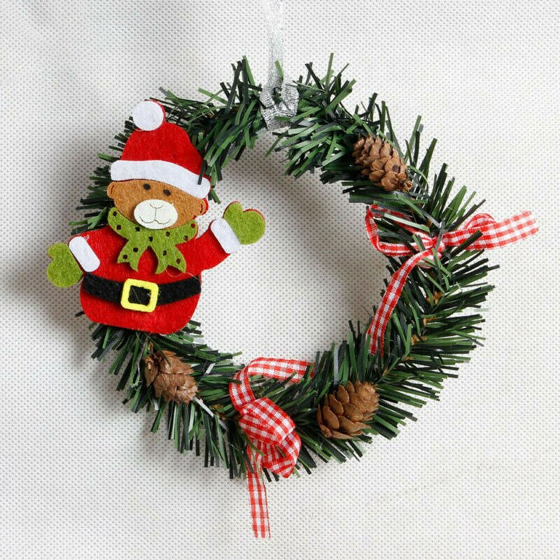 Solid Christmas Wreath Decor Snowman Santa Claus For Xmas Home Party Door Wall Garland Flower Ornaments