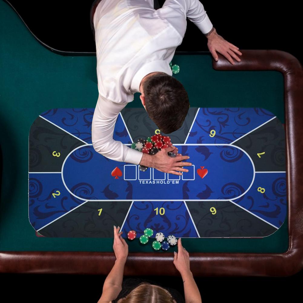 1.2m blå deluxe ruskind gummi texas hold'em pokers duge med blomstermønster casino pokers brætspil mat poker tilbehør