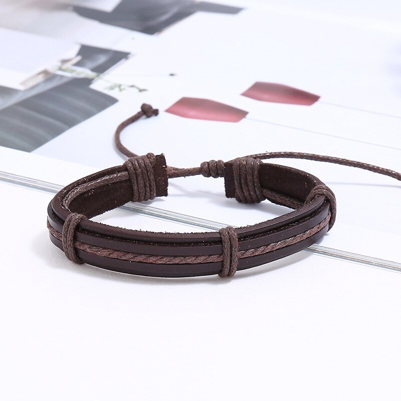 klasyczny męska bransoletka wielowarstwowe plecione skórzane bransoletki dla kobiet Wykonany ręcznie zawinąć nadgarstek biżuteria męska