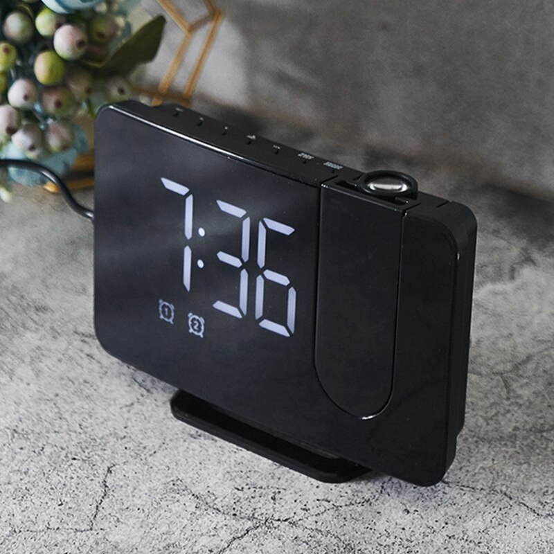 Projection Alarm Clock for Bedroom,Projector Ceiling Clock with Digital LED Temperature Humidity Display,Projector