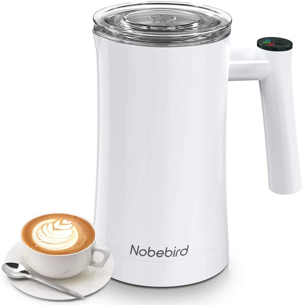 Nobebird Milk Frother Electric Steamer Making Latte Cappuccino Chocolate Automatic Warmer Stainless Steel Home Appliances: Pure White / EU Plug