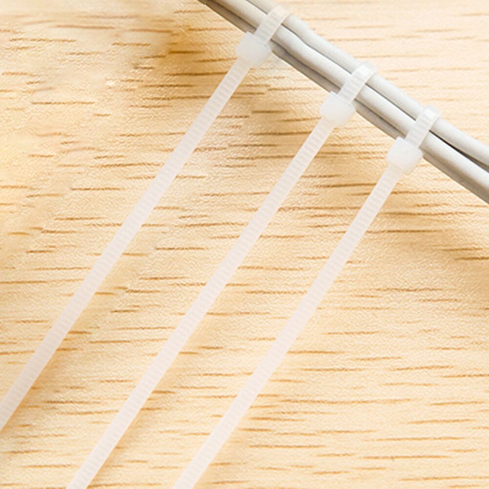 100Pcs Reusable Packaging Nylon Wire Zip Cable Ties Organizer Fasteners Hardware Cable for Industrial Black/White