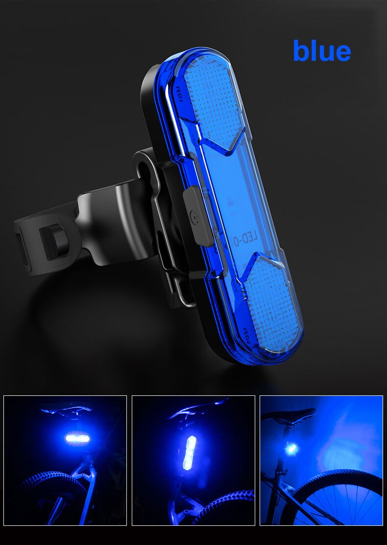 Bicycle light Bicycle tail light USB rechargeable flashlight front light rear light lanternRear light bike high visibility: blue