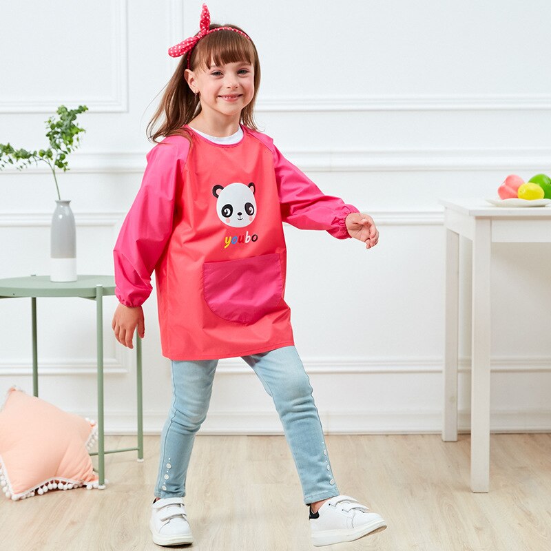 Chico Delantales para pintar niños dibujo delantal de manga larga chico s Baberos bonitos dibujos animados babero para bebé impermeable infantil comer alimentación de bebé babero: Red / M for 6 -9 year