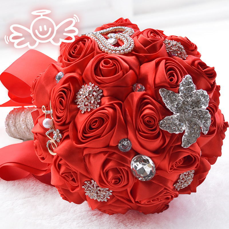 8 Colors Gorgeous Wedding Flowers Bridal Bouquets Artificial Wedding Bouquet Crystal Sparkle With Pearls buque de noiva: 18cm 6