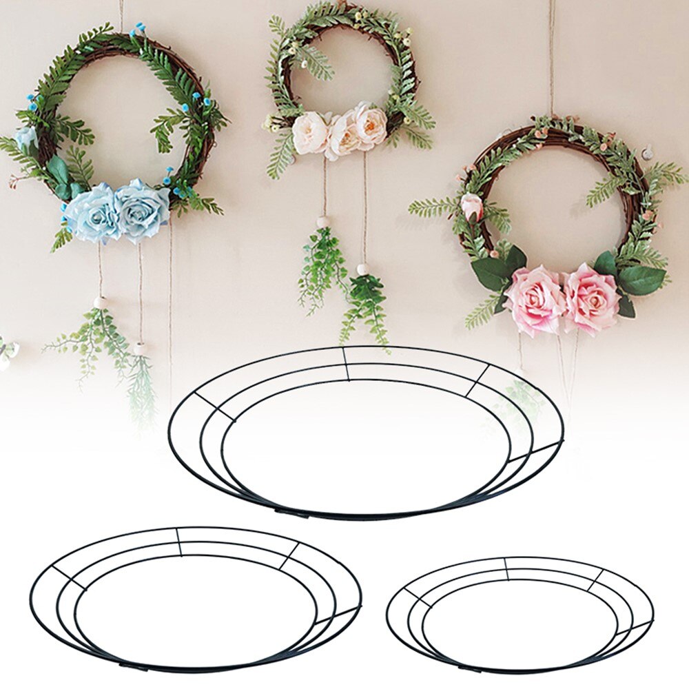 1pc 12 ''/14''/16 ''cadre de couronne de fil métallique à fleurs forme er pour noël