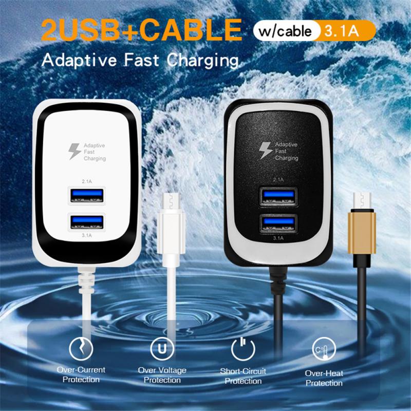 2.4A USB LED Mobile Phone Charger With MICRO Cable Travel Charger With Illuminated Charging Head