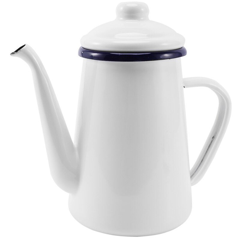 1.1L Enamel Coffee Pot Hand Tea Kettle Induction Cooker Gas Stove Universal: White