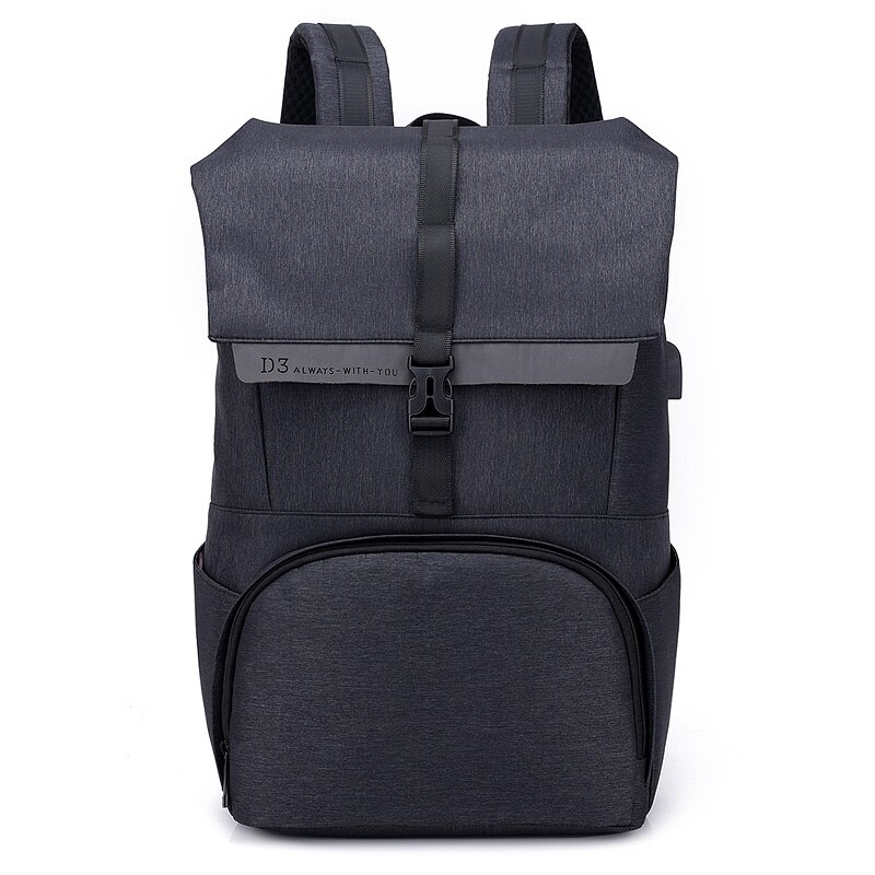 Mochila antirrobo de negocios para estudiantes universitarios, bolso escolar Simple con carga USB para ordenador, mochila de viaje, novedad de: Negro