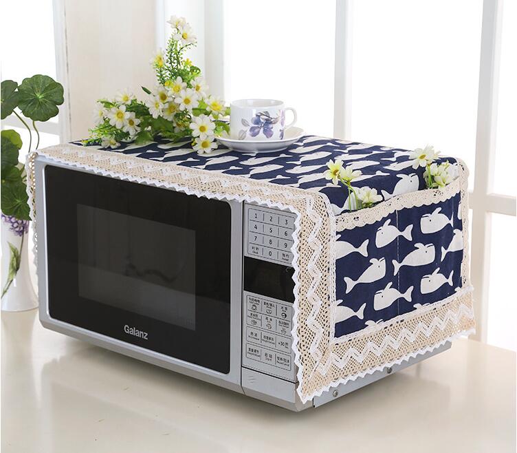 Superior cotton linen Dust Cover Microwave Cover Microwave Oven Hood Microwave Towel With Storage Bag