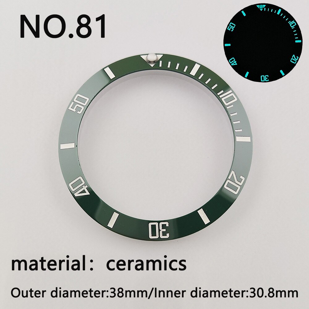 38*30.8mm Sloping Super Luminous Ceramic Bezel Insert Divers Replacement of watch accessories parts: NO.81