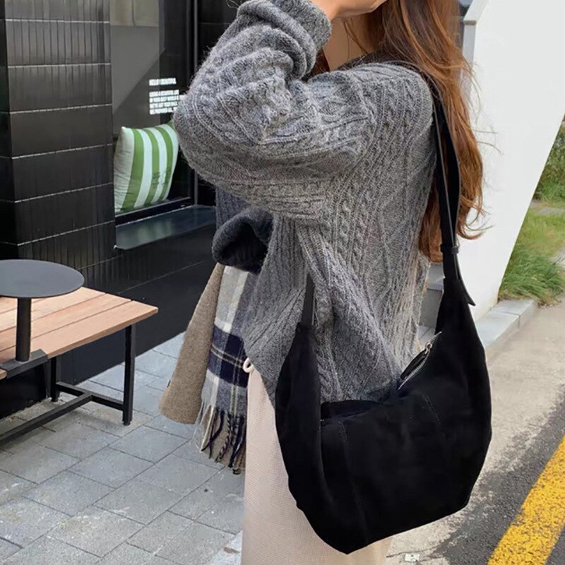 Casual Large Capacity Matte Hobos Bag Women's Shoulder Bags Big Crossbody Bags for Women Tote Women Handbag: Black