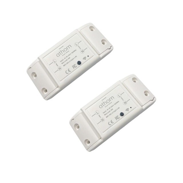 ATHOM Homekit y MQTT WIFi interruptor de relé inteligente 1Ch 10A: 2 pcs Homekit