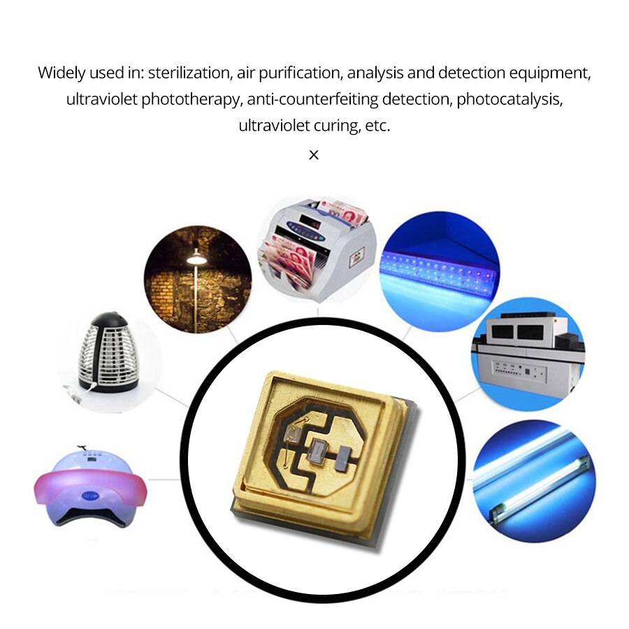 6V UVA UVC LED Chip Lamp Beads Sterilizer UV Light Disinfection Bactericidal Lamp 254nm 365nm 3535 Germicidal Ultraviolet Lamps
