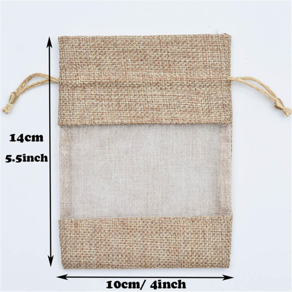 5pcs/lot Organza Jute Bags Burlap Drawstring Bag Wedding Party Favors Bags For Coffee Beans Candy Makeup Jewelry Packaging