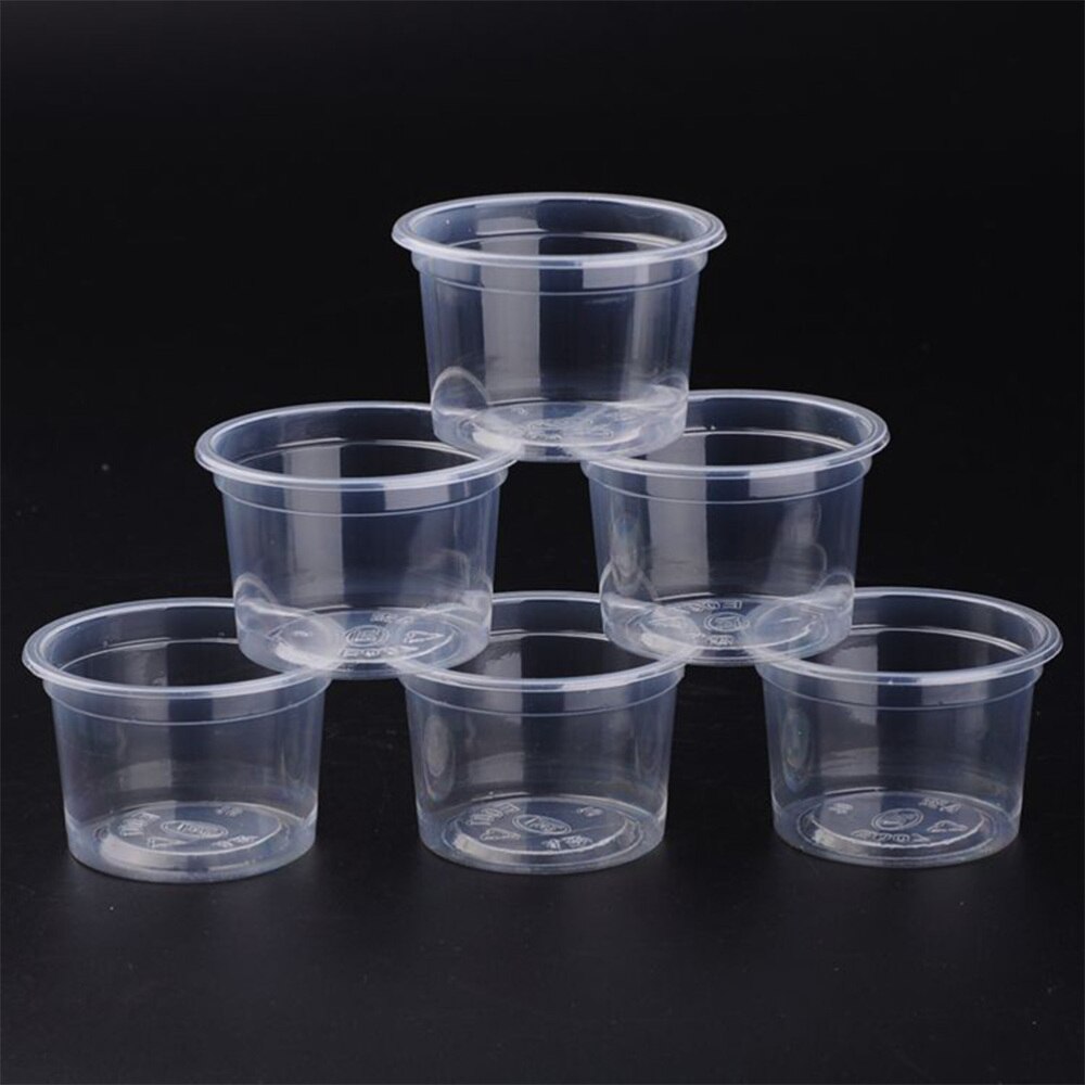 1 Set 60Ml Wegwerp Portie Cups Clear Gedeelte Container Met Deksels Voor Jelly Yoghurt Mousses Saus (200Pcs cups + 200Pc