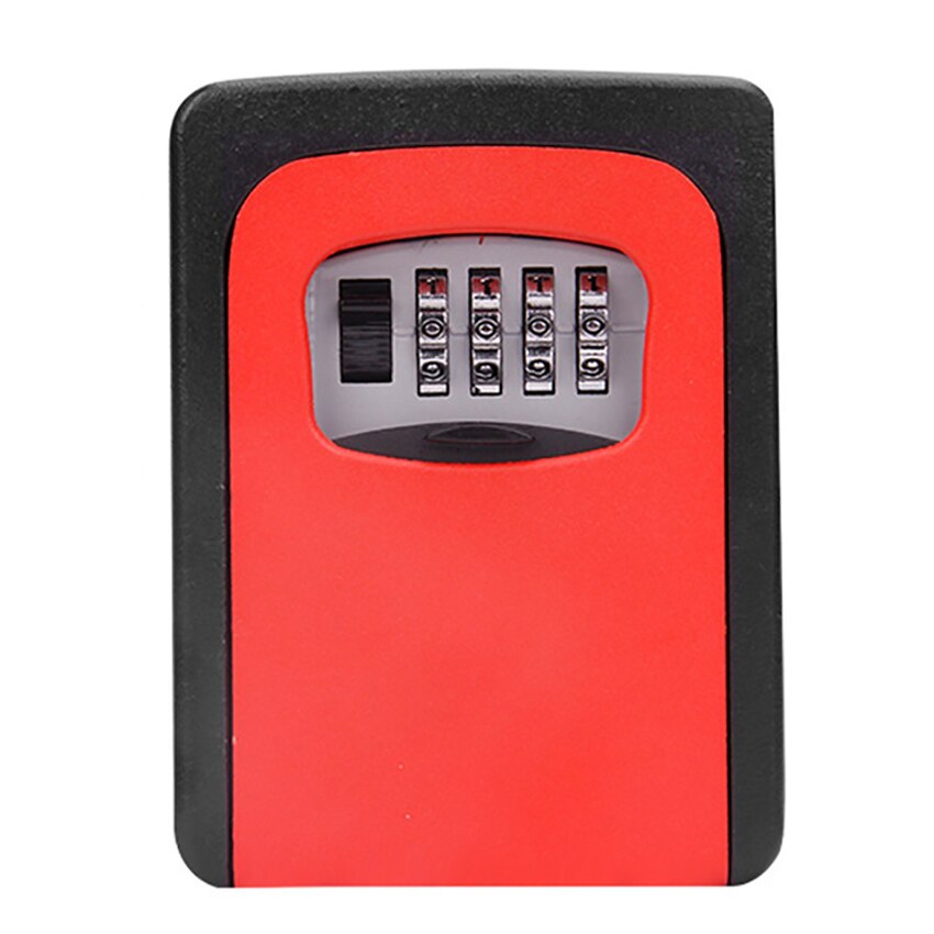 Metal nøgle låsekasse vægmonteret vandtæt kombinationsnøglesikker kasse til udendørs hus, nøgleopbevaringsboks med nulstillelig kode: Rød