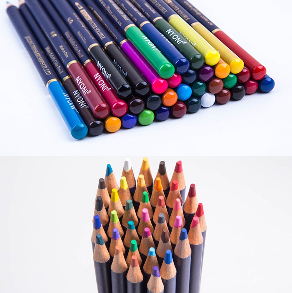 NYONI 36/48/72Colors Watercolor Pencils Set Drawing Pencils Crayons Lapices De Colores Colored Pencils Art Sketch Colour Pencil