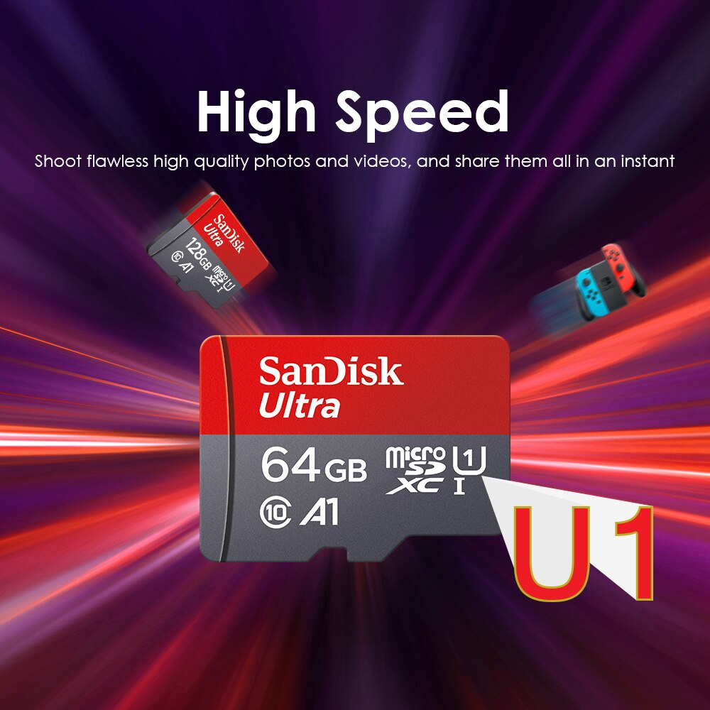 Sandisk Memory Card V30 A2 128GB 64GB 32GB 16GB Flash Micro TF SD Card 256GB MicroXC Per Second 10 M For Smartphone Adapter