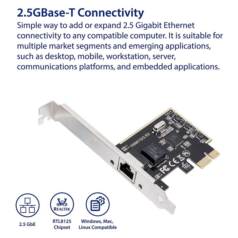 2.5 Gigabit Ethernet Pci Express Pci-E Netwerkkaart 10/100/1000/25000 Mbps RJ45 Lan SI-PEX24059