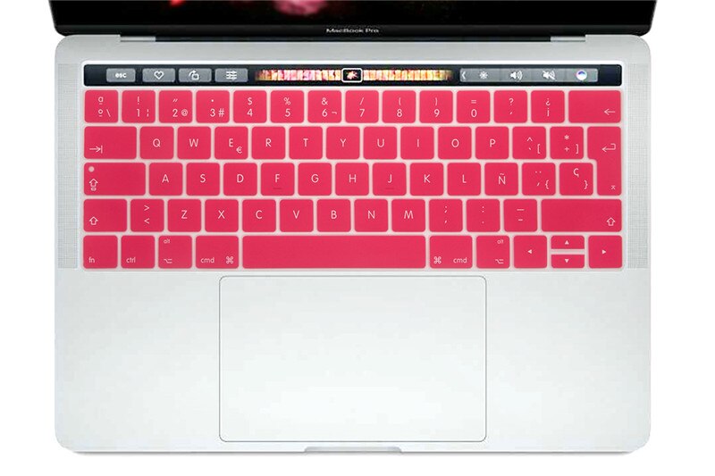 Dla MacBook Pro 13 A1706 Pro 15 A1707 2016 2017 wersja z touch bar 2017 hiszpański europejskiej osłona klawiatury klawiatura Protector: Pink