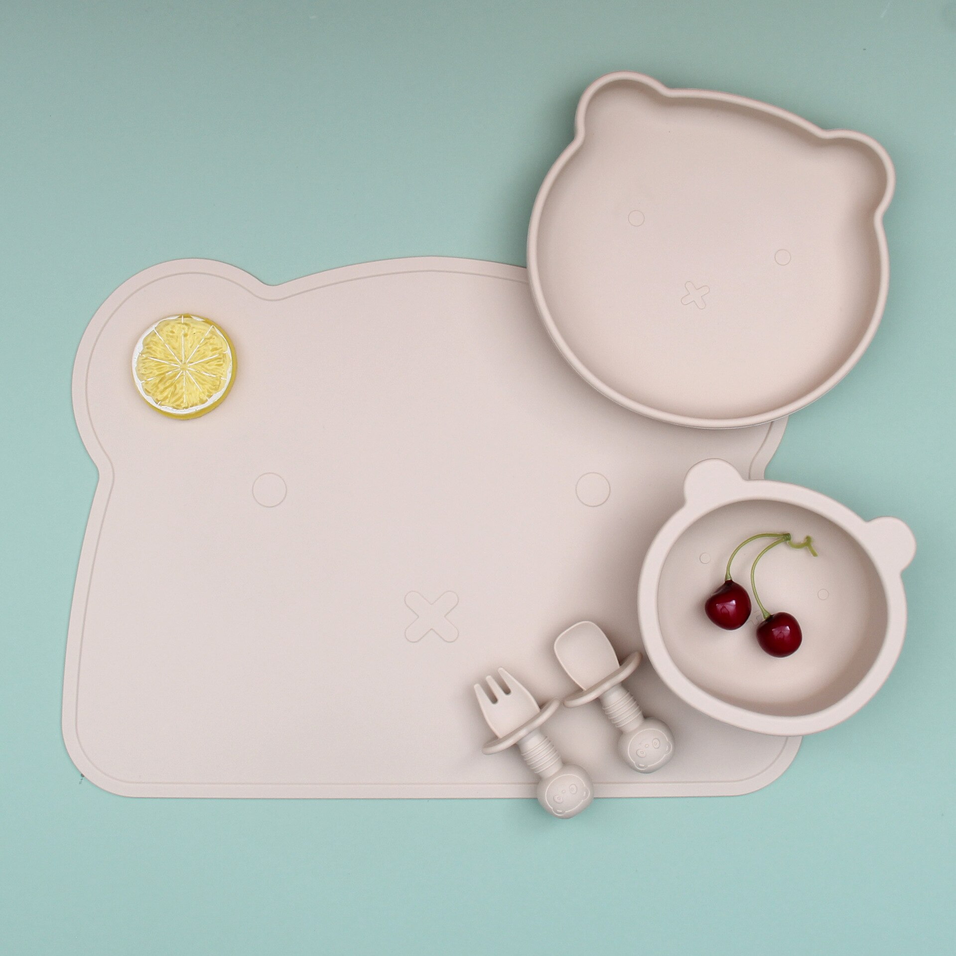 Babyvoeding Kom Plaat Lepel En Vork Set Food Grade Siliconen Antislip Baby Siliconen Servies Bpa Gratis Siliconen kauwen Gerechten