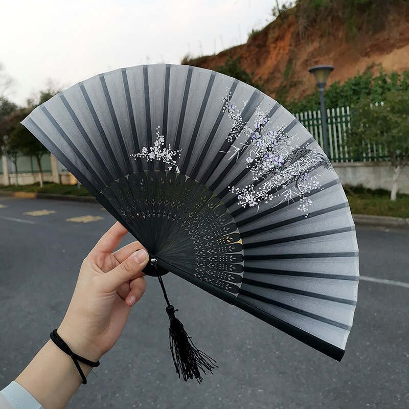 Silk Fan Chinese Japanese Style Folding Fan Home Decoration Ornaments Pattern Art Craft Wedding Dance Hand Fan Paper Fans
