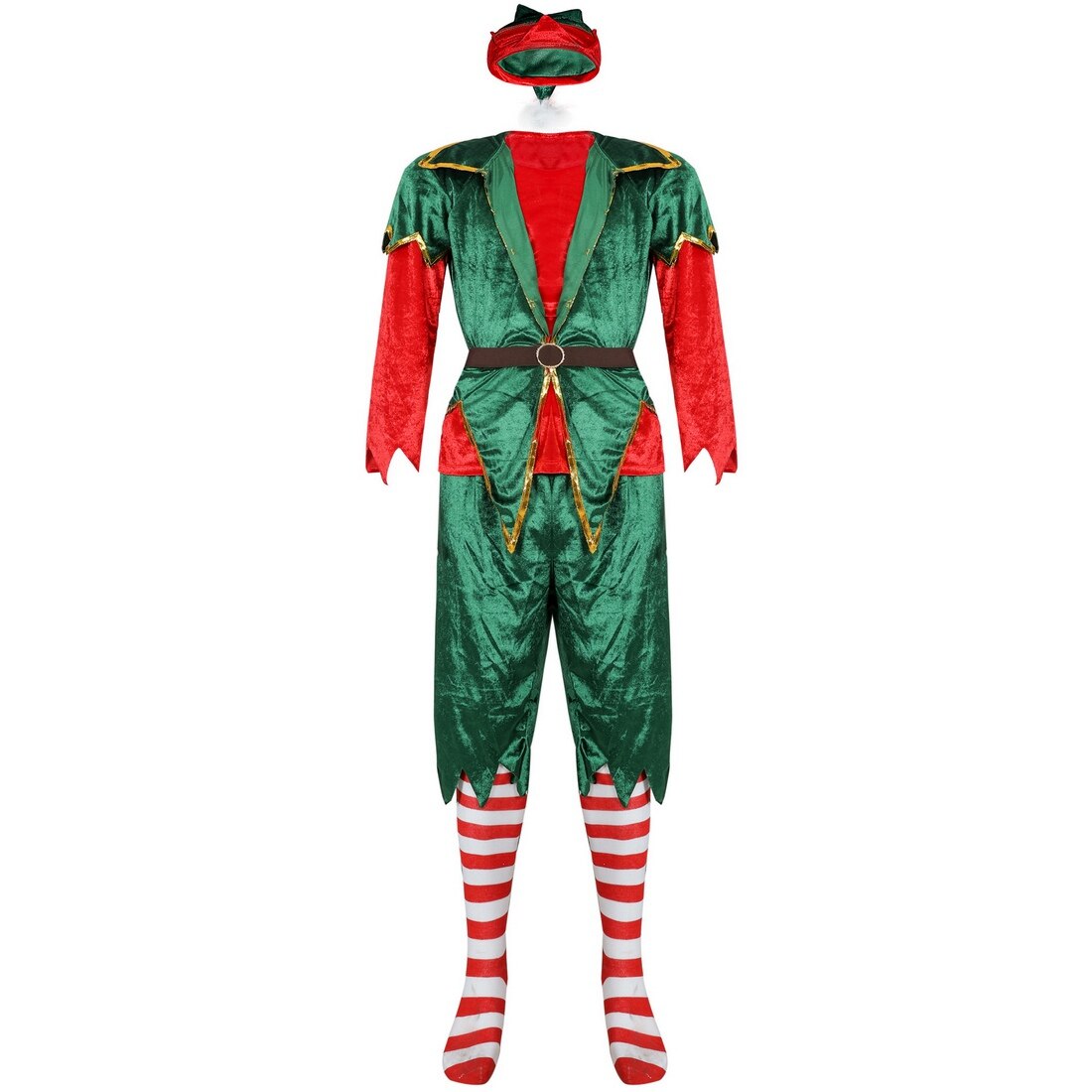 Adult Christmas Costume Green Xmas Elf Santa Claus Couple Cosplay Carnival Macot Party Men Women Couple Suit Christmas: Men / XL