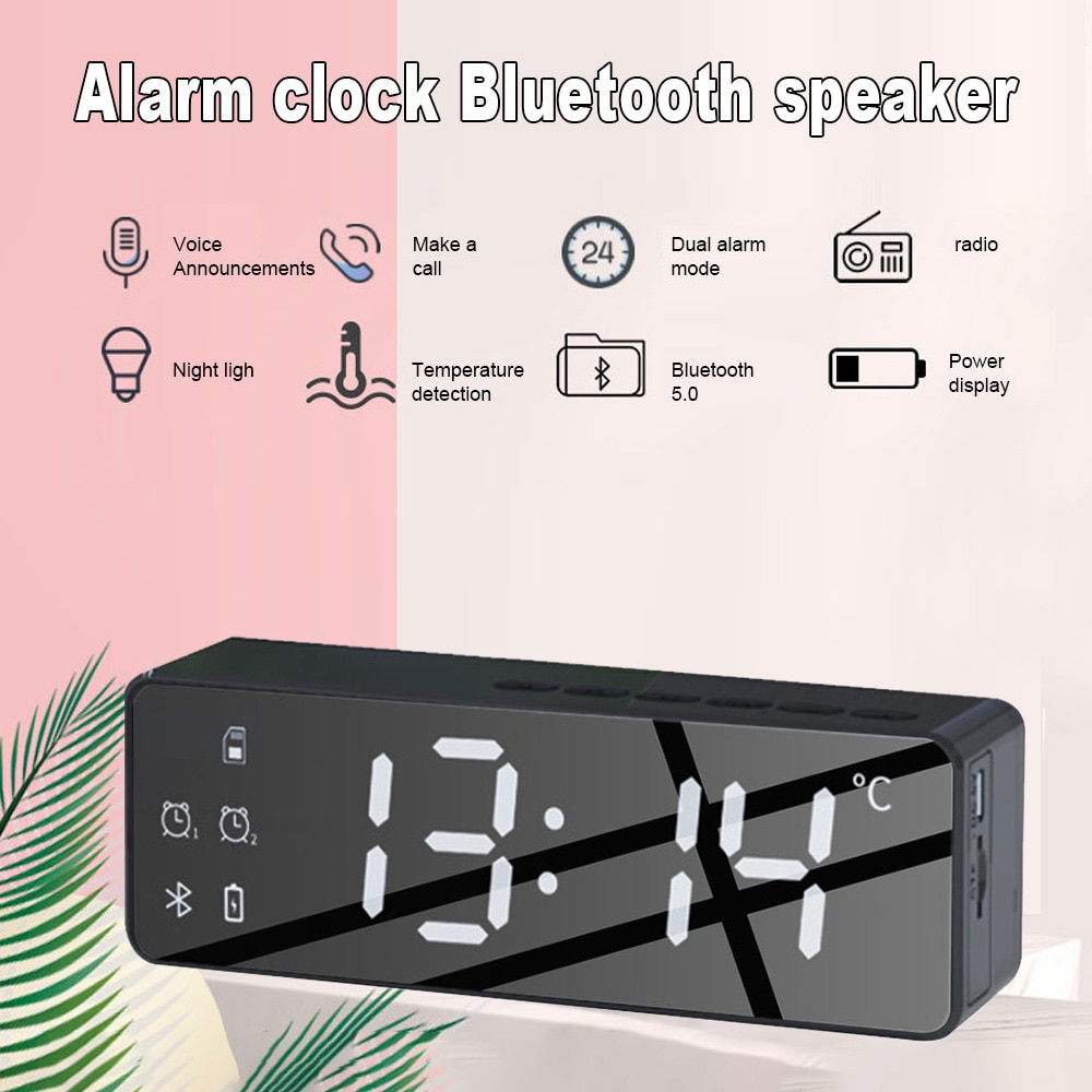 Wireless Bluetooth Speaker FM Radio Sound Box Desktop Alarm Clock Subwoofer Music Player TF Card Bass Speaker Boom For Xiaomi