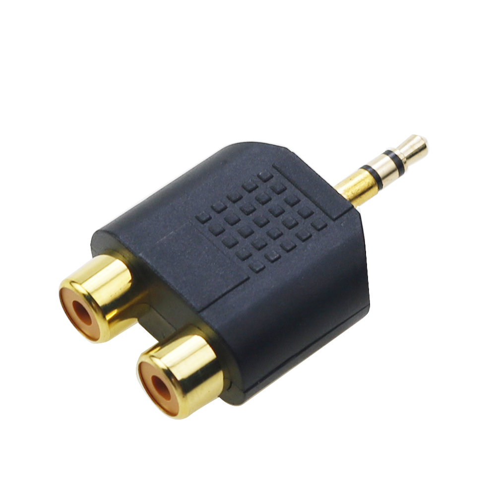 2 STUKS Dual RCA Male/Vrouwelijk naar RCA 3.5mm 6.5mm 6.5mm 1/8 "1/4" mono stereo adapter Connector: Bruin