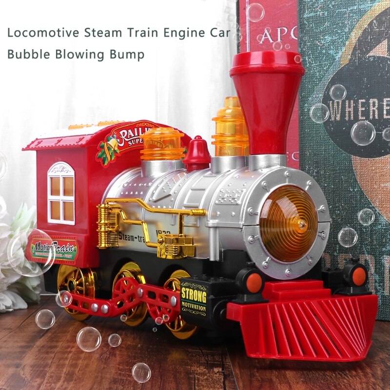 Bubble Blowing Toy Train Battery Powered Locomotive Engine With Light And Music B2QD