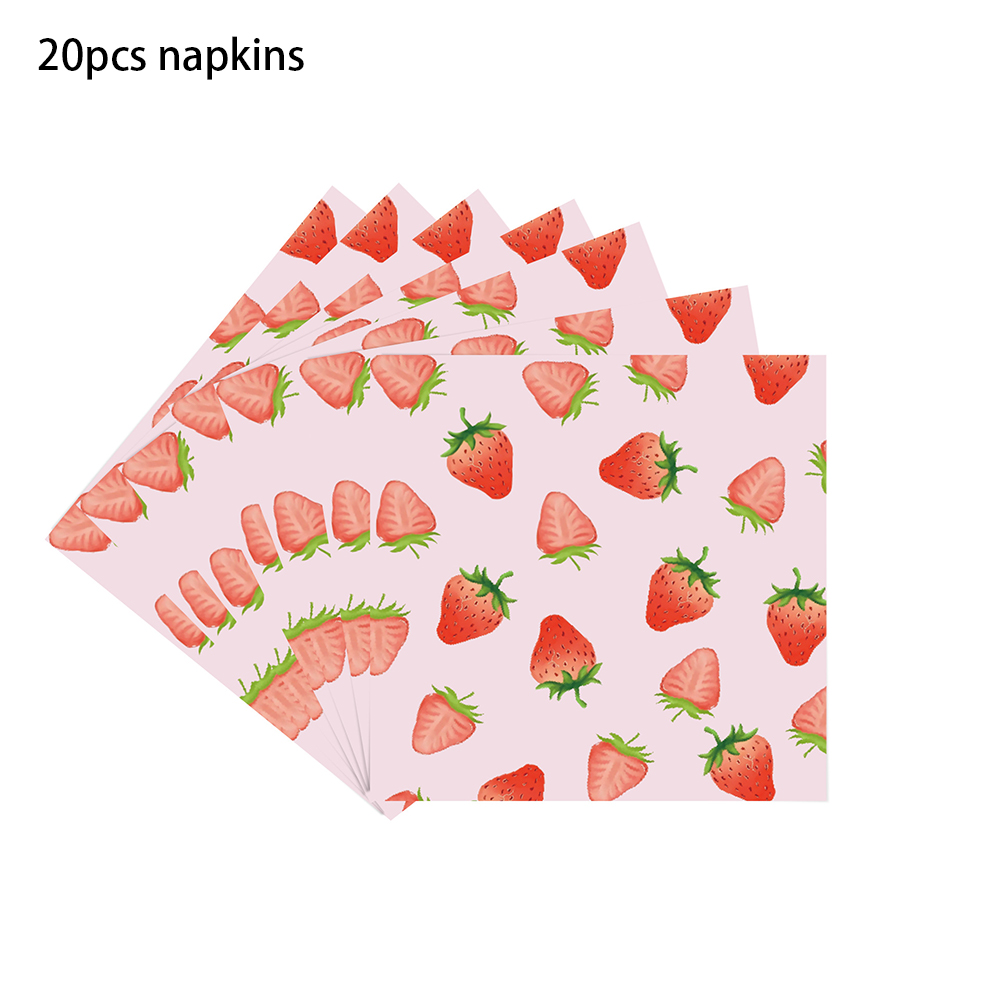 Strawberry party plates cups napkin tablecloth supplies baby shower kids girls birthday supplies Strawberry birthday Party Decor: DARK GRAY
